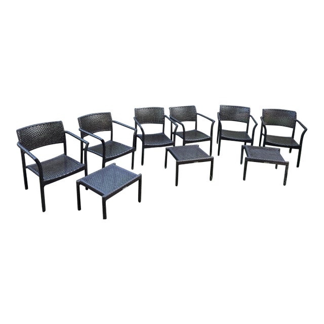 Dedon Holiday Collection — Set of 6 Armchairs & 3 Side Tables, Commercial Hospitality Grade For Sale