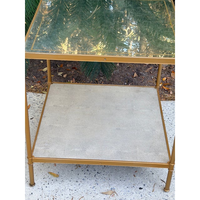Lillian August 'Anton' Aged Brass and Shagreen Side Table For Sale - Image 9 of 17