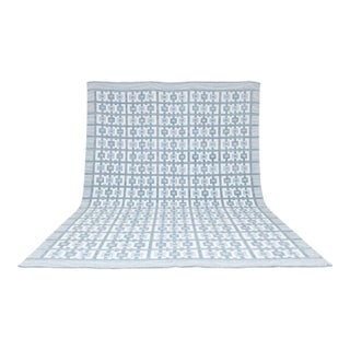 Ivory Blue Scandinavian Design Hand Woven Rug, 10x14Ft. For Sale