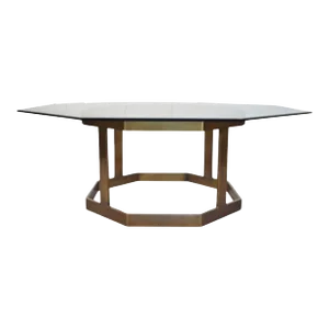 1970s Vintage Mastercraft Style Hollywood Regency Brass Plated & Glass Coffee Table