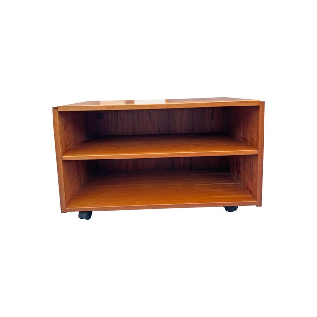 Wood Vintage Danish Teak Mobile Cart for Tv or End Side Table For Sale - Image 7 of 8