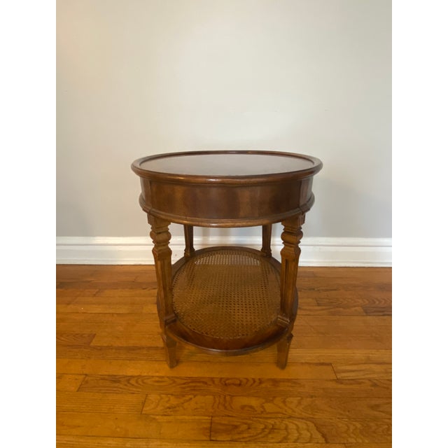 Brown 1970s Drexel Heritage Walnut Italian Provincial Oval Side Table For Sale - Image 8 of 13