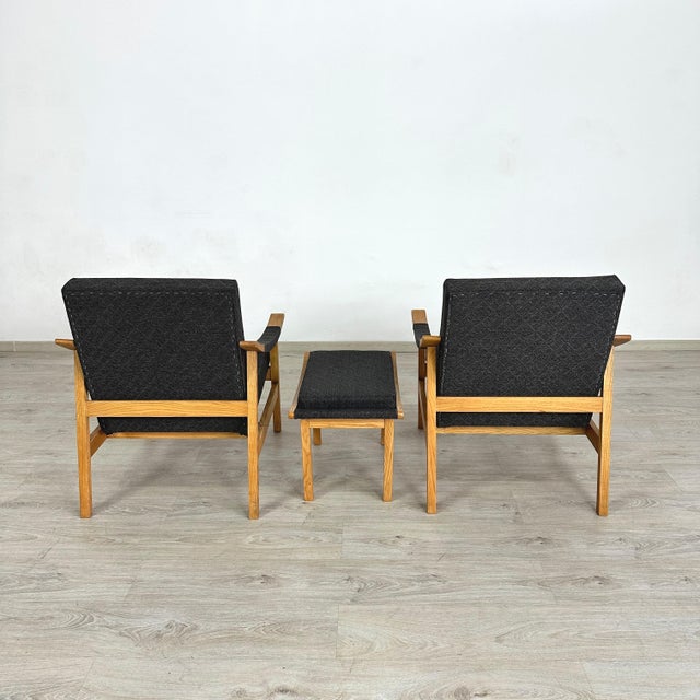 Wood Laszlo Hetzendorfer Lounge Chairs With Ottoman - A Pair For Sale - Image 7 of 7
