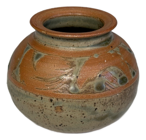 Vintage Studio Ceramic Art Vase Glazed with Abstract Decor, 1960s