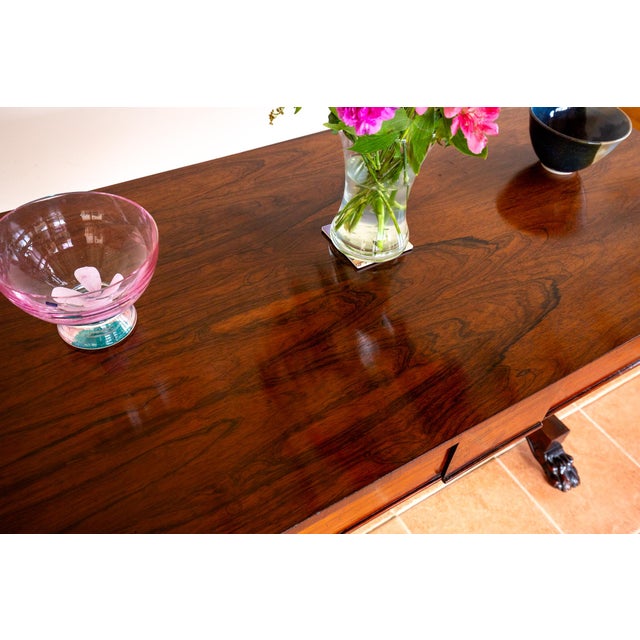 A gorgeous and impressive william iv rosewood and mahogany library table in lovely antique condition. Made in england in...