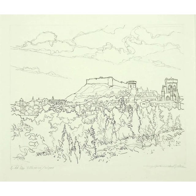 Andre Roland Brudieux, Villeneuve, Etching, Mid 20th Century For Sale - Image 3 of 3