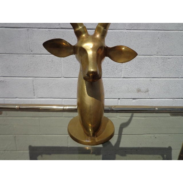 Absolutely fabulous Mid Century solid bass antelope / gazelle head sculpture. Features an oil-rubbed bronze finish on the...