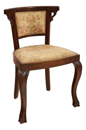 Chair with Fine Damask Floral Upholstery, Late 19th-Early 20th Century