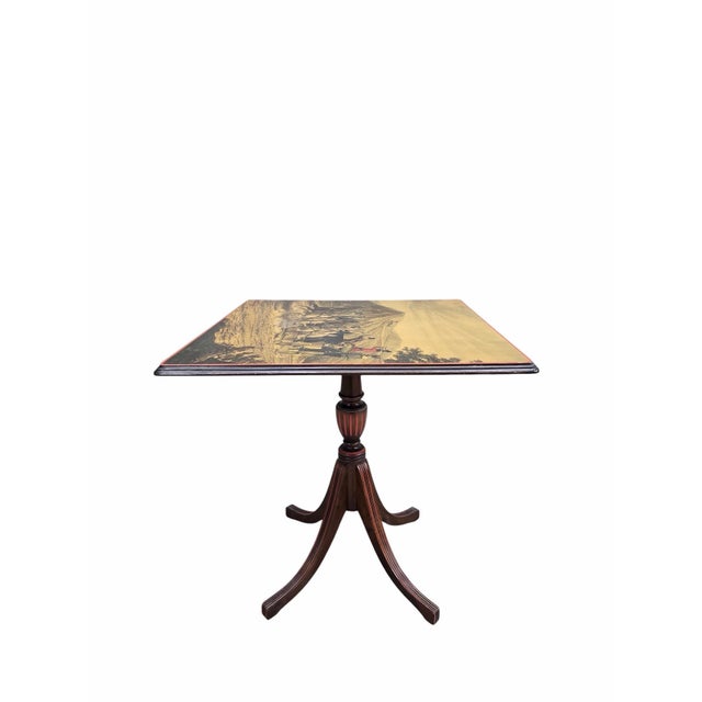 Early 20th Century Early 20th Century Ferguson Bros. Regency Revival Tilt-Top Table With Coaching Scene For Sale - Image 5 of 9
