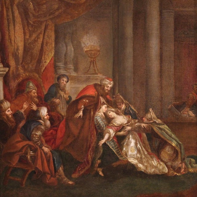 French Artist, Esther Fainting Before Ahasuerus, 1770, Oil on Canvas For Sale - Image 15 of 16