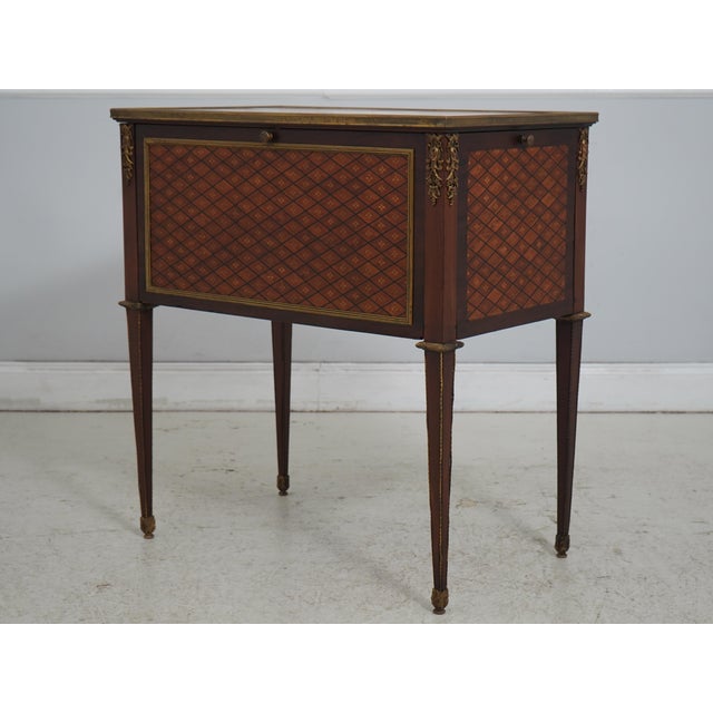 Age: C.1930’s Details: Brass Capped Feet High Quality Construction Mirrored Back Nice Inlay Work Throughout French Style...
