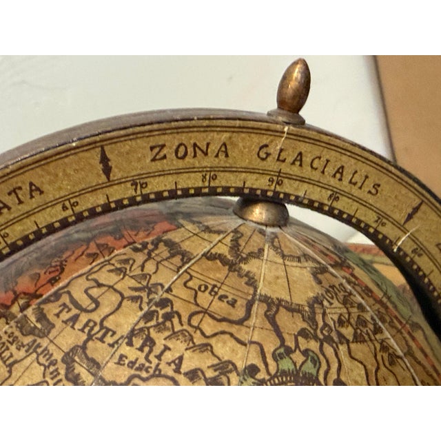 Vintage Made in Italy Old World Wooden Desk Globe W/ Stand Astrology Design 11”t For Sale - Image 9 of 12
