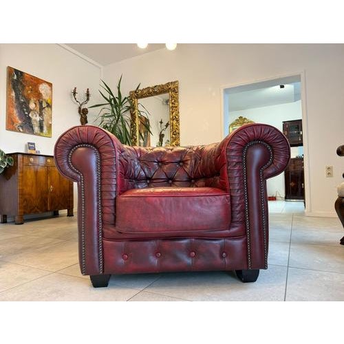 Chesterfield Leather Sofa and Chairs, Set of 3 For Sale - Image 17 of 18