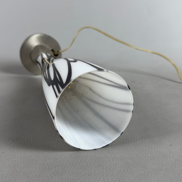 Modernist Zebra Glass and Metal Cone Table Lamp from Giorgione, 1980s For Sale - Image 9 of 12