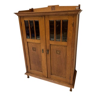 Arts and Crafts Art Nouveau Bookcase with Beveled Glass, 1900s For Sale