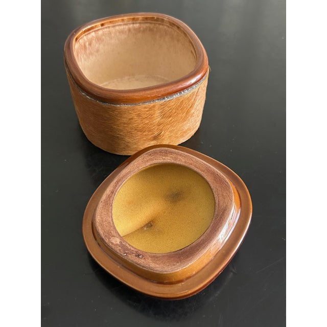 Brown Ceramic and Leather Box from Longchamp, 1950s For Sale - Image 8 of 11