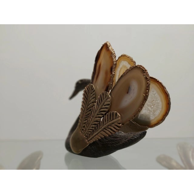 1970s Swan Sculpture with Agate Stones Attributed to Willy Daro For Sale - Image 5 of 7