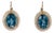 2.9Ct London Blue Topaz Stud Earrings With Earth-Mined Diamond Accents: 14k Gold, A Pair For Sale