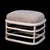A pair of low stools wrapped in blonde pencil reed, the fine vertical reeds giving each piece a tailored, sun-washed...