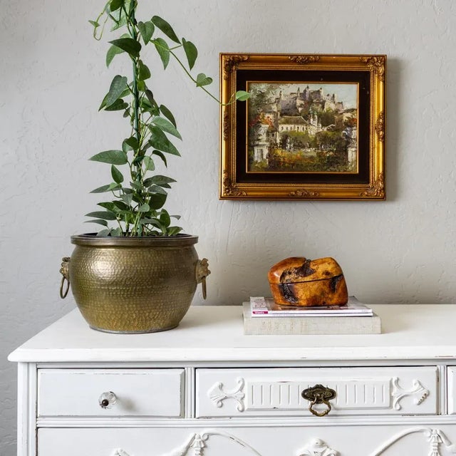 Postmodern brutalist burlwood trinket or jewelry box features an organic, asymmetrical shape. This masculine, handcrafted,...