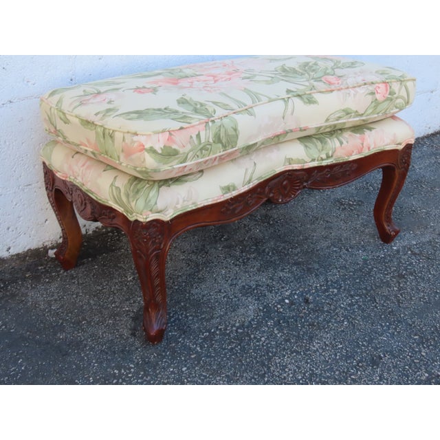 This beautiful Ottoman made out of wood, and upholstery. This wonderful Footstool has a French style and design, carving...
