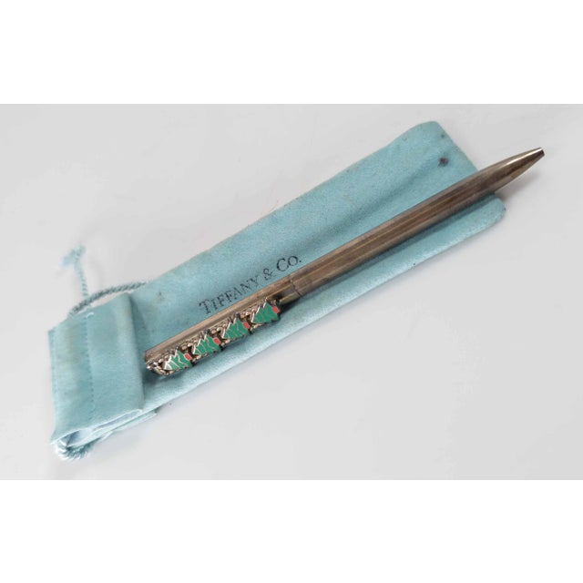 American 1994 Tiffany & Co. Sterling Silver and Enamel Christmas Tree Pen For Sale - Image 3 of 11