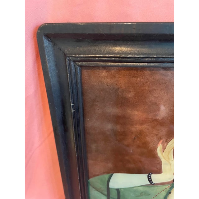 1900 - 1909 Antique Chinese Reverse Glass Painting Court Beauty Republic Period - Pristine For Sale - Image 5 of 10