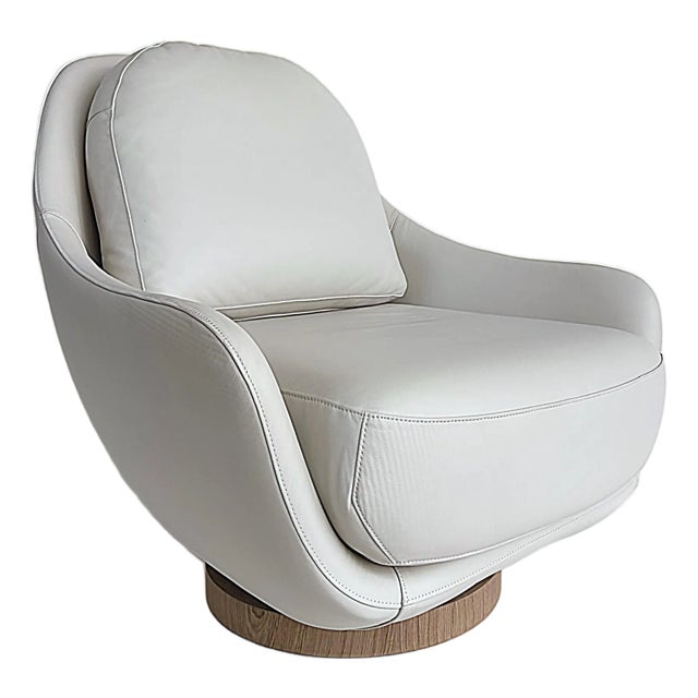 Artefacto Luna Leather Swivel Lounge Chair by Roberta Zimmerman For Sale