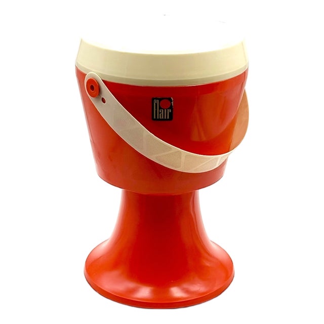 Dutch Storage Stool in Orange Molded Plastic from Flair, 1970s For Sale