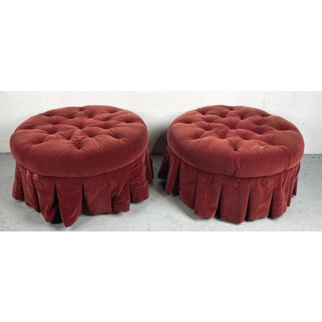 A very nice pair of ottomans. For sale separately. Perfect for the large breakfast tray or drinks tray. A very large dog...