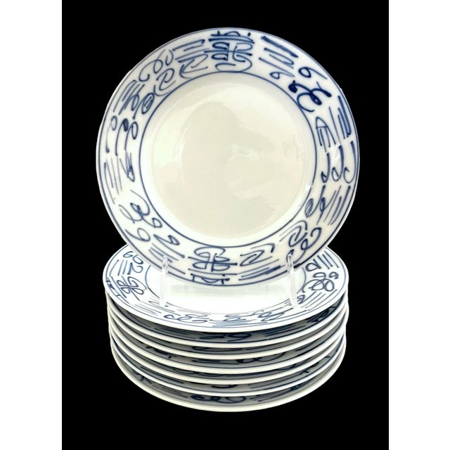 Add a touch of joy to your dining table with this set of 8 Canton Express Double Happiness Bontson West Designs Plates....