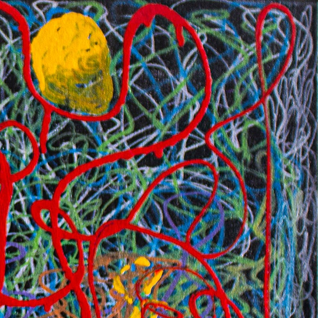 The Revolt — Abstract Expressionist Painting, Oil Markers and Acrylics on Canvas, 20 × 20 In For Sale In Chicago - Image 6 of 7