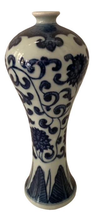 Blue & White Porcelain Floral Chinoiserie Vase