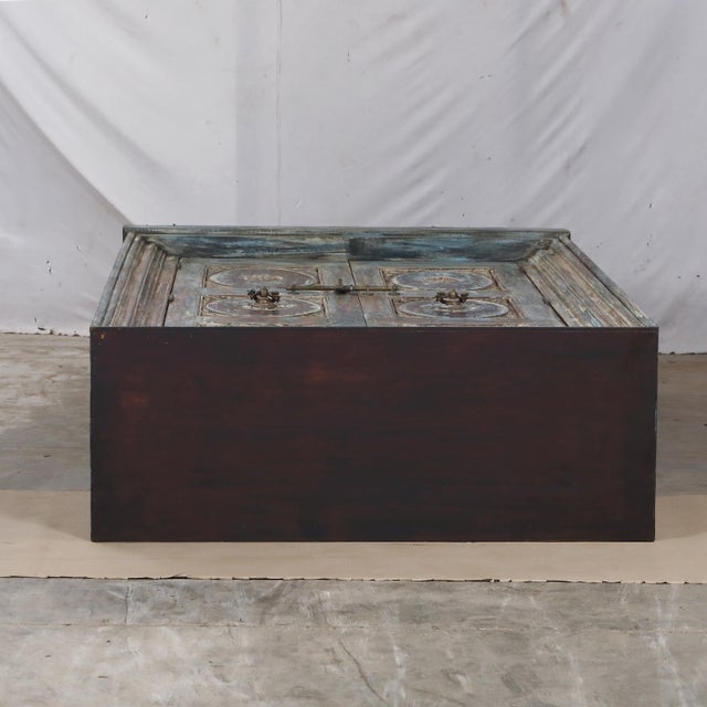 2020s Armoire Constructed From Antique Indian Painted Teakwood Doors, Its Facade and Reclaimed Elements For Sale - Image 5 of 7