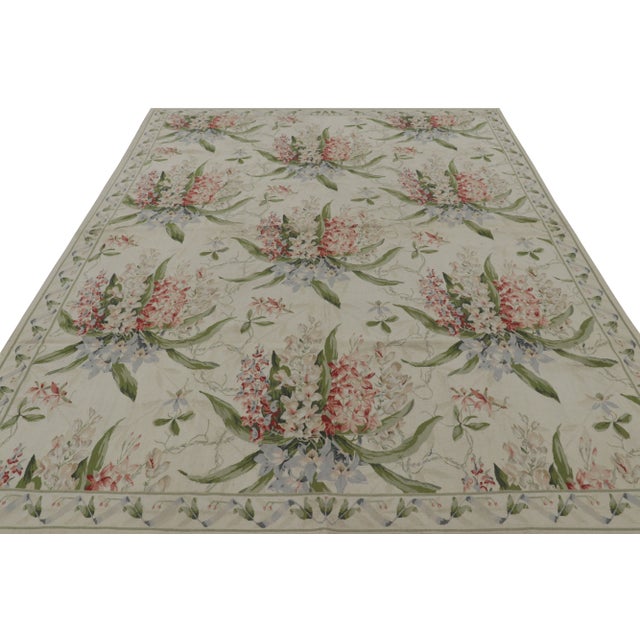 Rug & Kilim Rug & Kilim’s Tudor Style Rug in White and Cream With Floral Patterns For Sale - Image 4 of 7