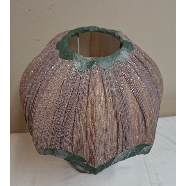 Glass Art Deco Belgian Pineapple Lamp with Frosted Crystal Glass Base and Handmade Fabric Shade by Christalleries De Val St Lambert for Lamplove For Sale - Image 7 of 12