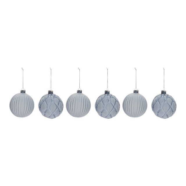 Kenneth Ludwig Chicago Frosted Glass Ball Ornament (Set of 6) For Sale - Image 4 of 4