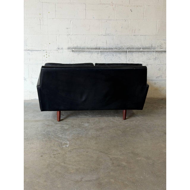 Animal Skin Black Leather Loveseat Mid-Century Modern 1960s For Sale - Image 7 of 11