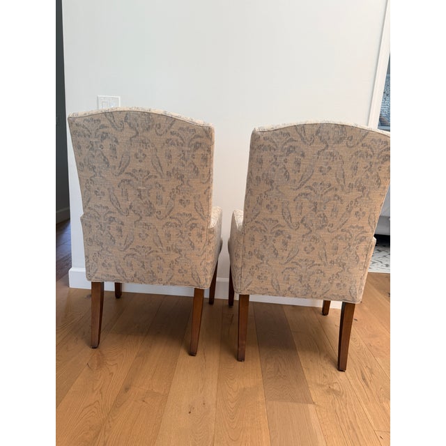 Transitional Pair of Custom Jessica Charles Upholstered High-Back Accent Chair With Arms For Sale - Image 3 of 5