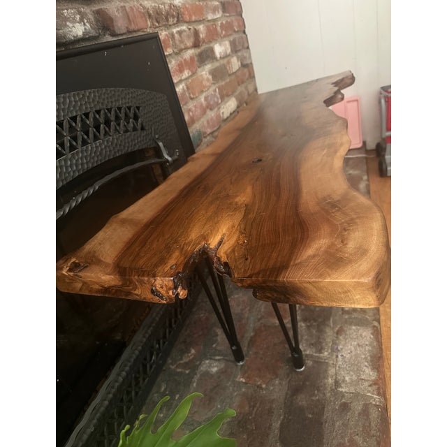 Handcrafted Live Edge Black Walnut Coffee Table With Hairpin Legs For Sale - Image 11 of 18