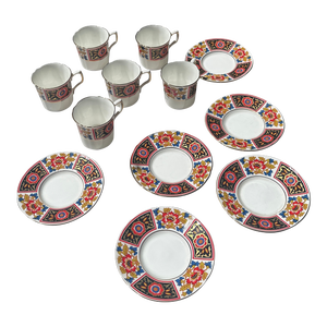 1970s Vintage Hankook Bone China Teacups and Saucers Set- 12 Pieces