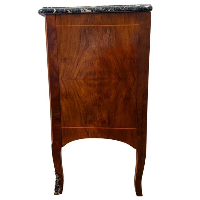 Henredon Villandry French Provincial Louis XV Burl Wood Italian Marble Top Bombe Chest - 3 Drawer Serpentine Commode For Sale - Image 10 of 16