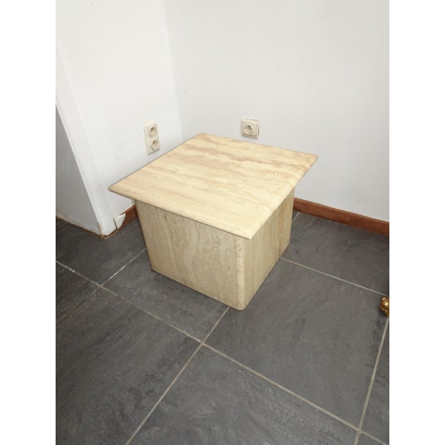 Italian Travertine Square Side Table, 1970s For Sale - Image 13 of 16