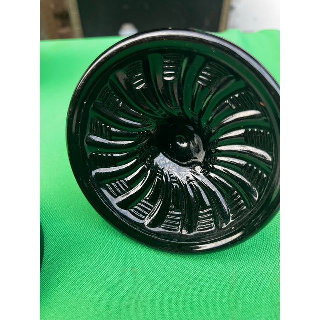 Black Milk Glass Pair of Candleholders For Sale In Atlanta - Image 6 of 11