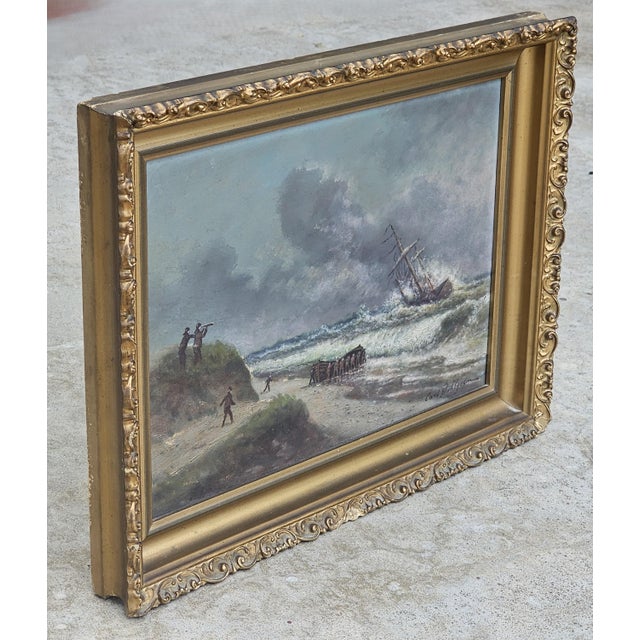 An expressive early‑period marine oil painting by Carl Dahlgren—a Danish‑born artist active in California during the...