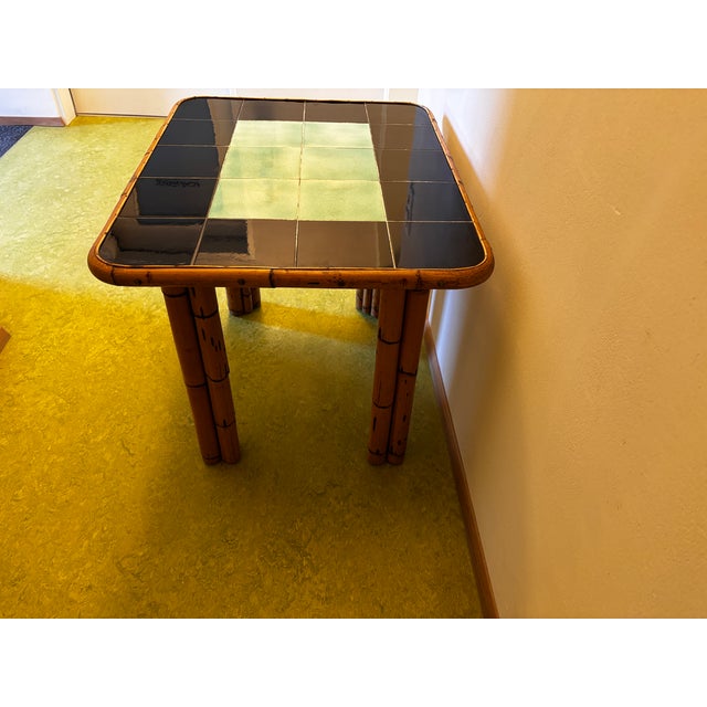 Bamboo Side Table attributed to Audoux & Minet, France, 1950 For Sale - Image 9 of 10