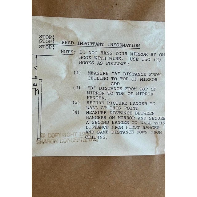 Wood Hollywood Regency MCM Large Gold Framed Mirror W Gold Gilt Etched Flower Basket With Gold “Giltwood” Frame, Free White-Delivery Up to 60 Miles For Sale - Image 7 of 7