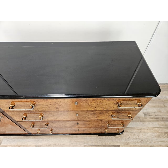 Art Deco Sideboard in Briar Root and Lacquered Wood with Glass Top, 1950s For Sale - Image 6 of 18