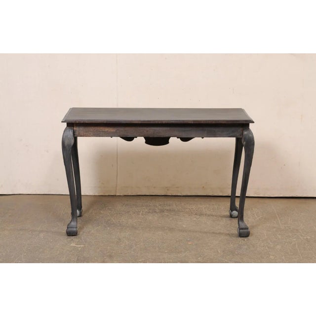 Wood English Carved Wood Dark Gray Console For Sale - Image 7 of 11