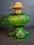 Vintage Hollywood Regency l.e. Smith Emerald Green Moon & Star Glass Finger Oil Lamp Brass Burner Chimney For Sale - Image 13 of 18